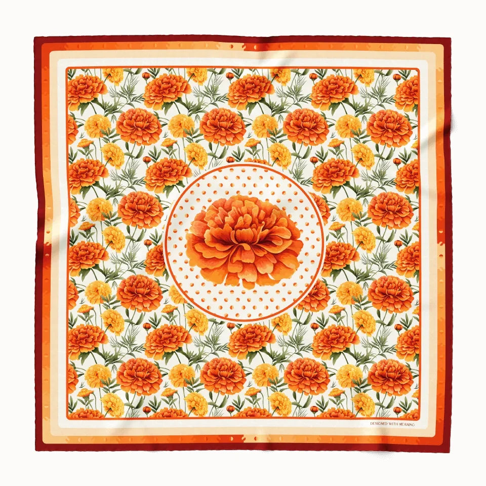 Outlet Medium Rectangular Silk Scarf - Delphinium and Marigold