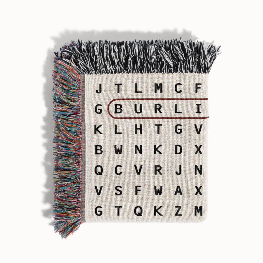 Burlington, Vermont Woven Blanket - Word Search Studio by Designed With Meaning