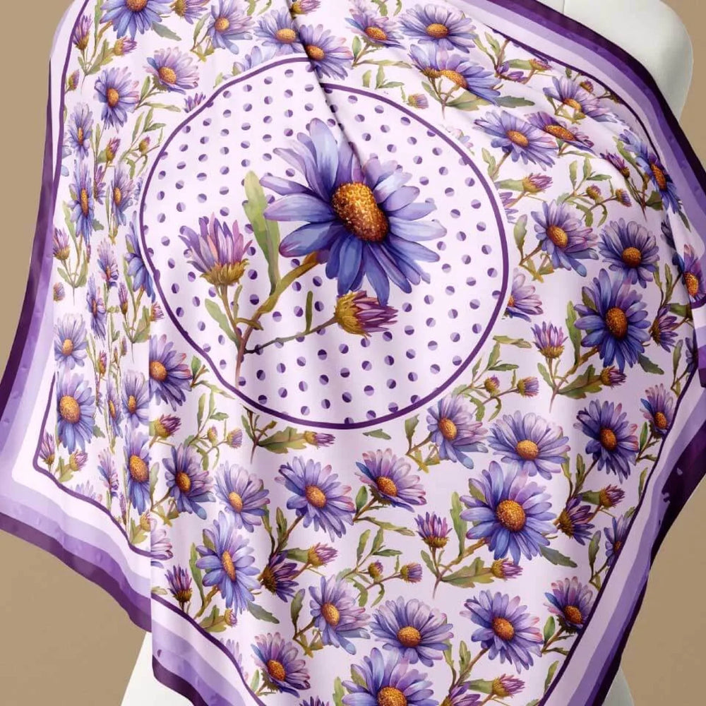 Aster Flower Silk Scarf 90, Designed With Meaning