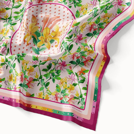 Honeysuckle Flower Silk Scarf 90, Designed With Meaning