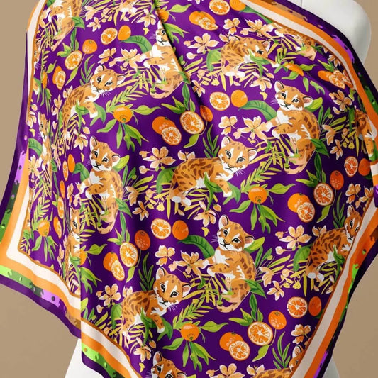 Baby Florida Panther and Oranges Silk Scarf 90, Designed With Meaning