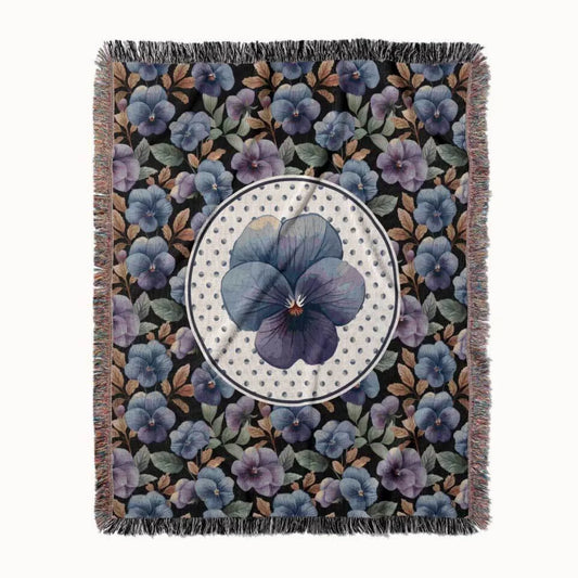 Violet Flower Woven Throw Blanket, In Bloom Collection, Designed With Meaning