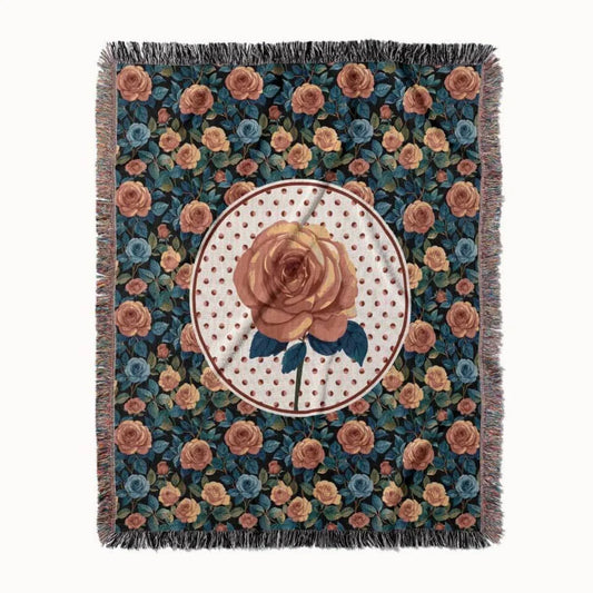 Rose Flower Woven Throw Blanket, In Bloom Collection, Designed With Meaning