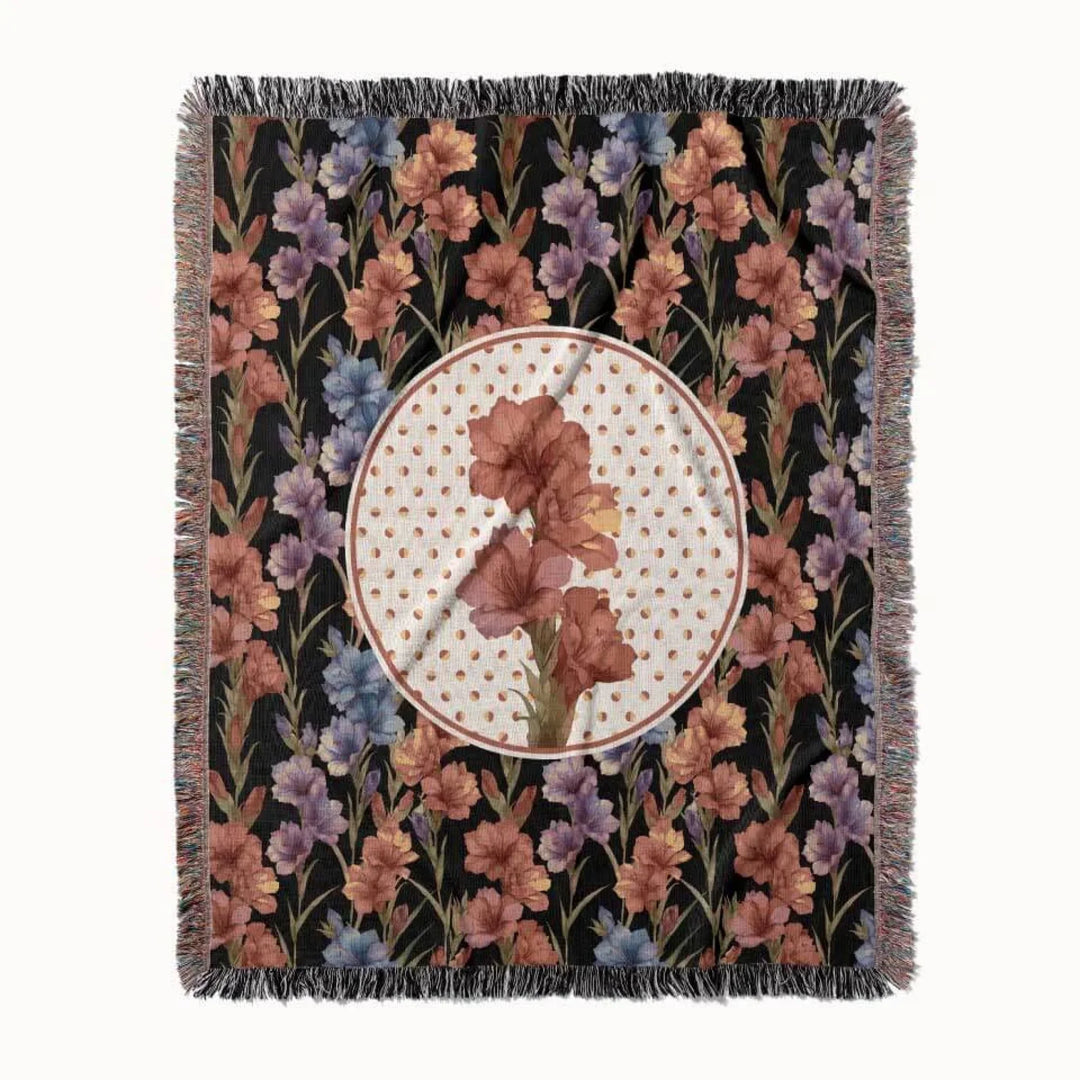 Gladiolus Flower Woven Throw Blanket, In Bloom Collection, Designed With Meaning