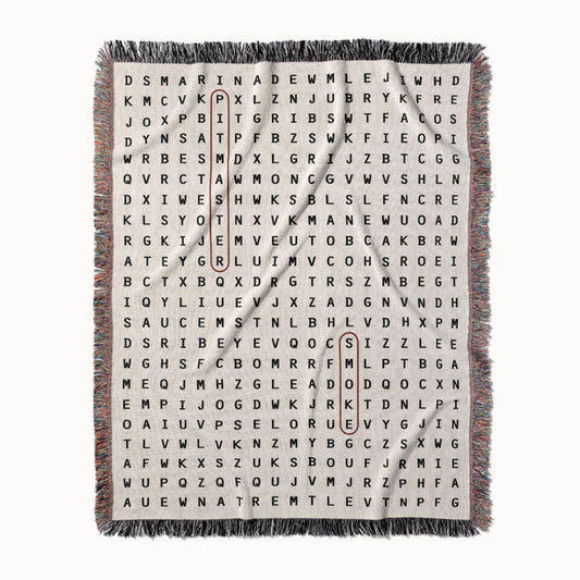 The Carnivore's Cut Woven Blanket - Word Search Studio by Designed With Meaning