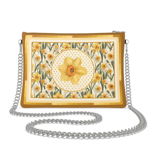 Daffodil Flower Zip Crossbody, Leather Handbag, Designed With Meaning