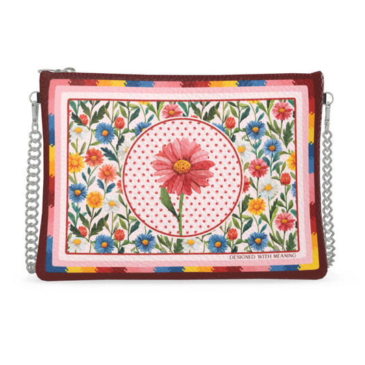 Daisy Flower Zip Crossbody, Leather Handbag, Designed With Meaning