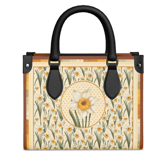 Narcissus Flower Mini Shopper, Leather Handbag, Designed With Meaning