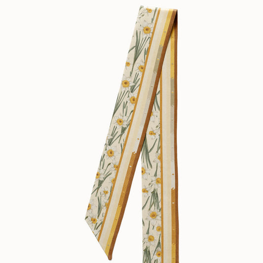 Narcissus Flower Silk Ribbon Scarf, Designed With Meaning