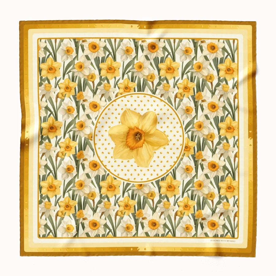 March Daffodil Birth Flower Silk Scarf 90, Designed With Meaning