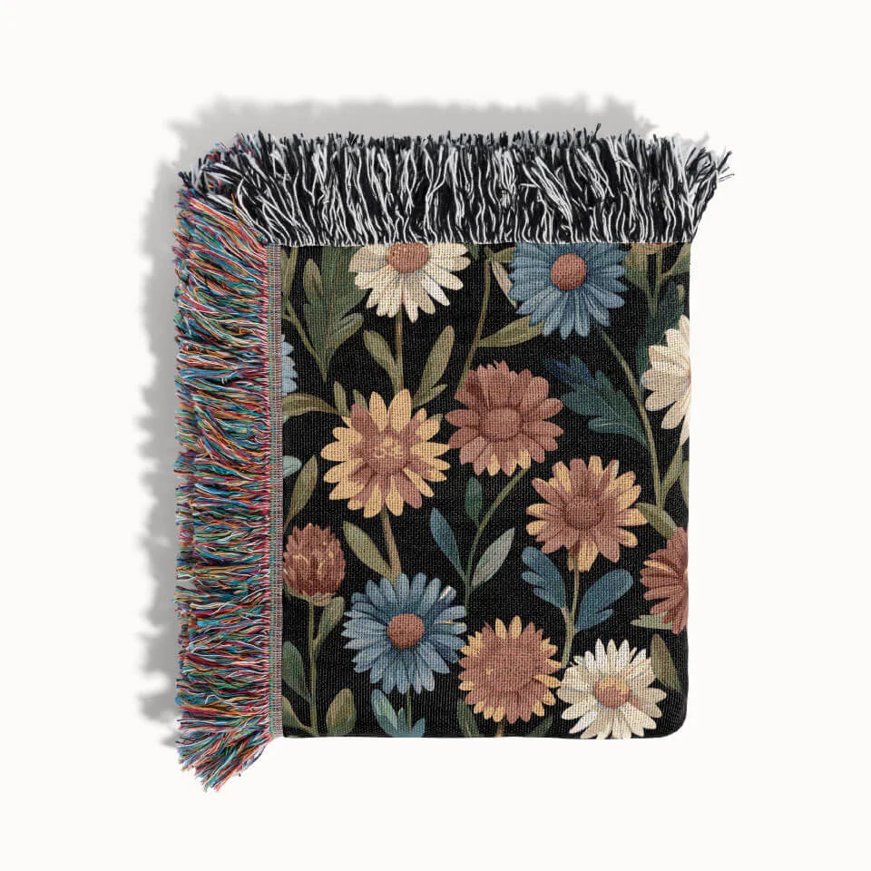 Birth Flower Woven Throw Blanket