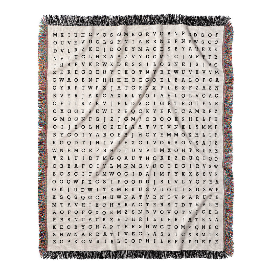 Booklover's Quest Word Search, 50x60 Woven Throw Blanket, Hidden#color-of-hidden-words_hidden