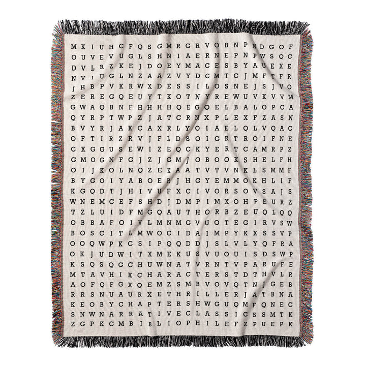Booklover's Quest Word Search, 50x60 Woven Throw Blanket, Hidden#color-of-hidden-words_hidden