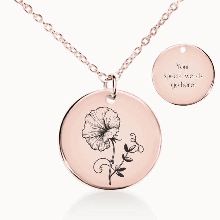 April Birth Flower Pendant Necklace in Rose Gold, Personalized Gift for Her