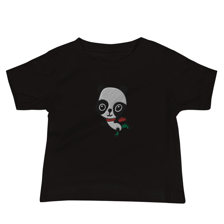 Embroidered Ice Skating Panda, 100% Cotton Shirt, Kids