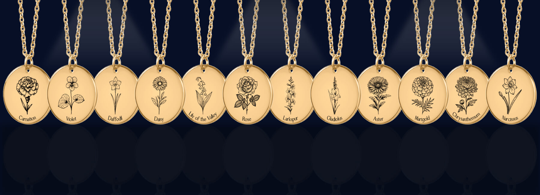 Personalized Birth Month Flower Necklaces, Custom Gift for Her