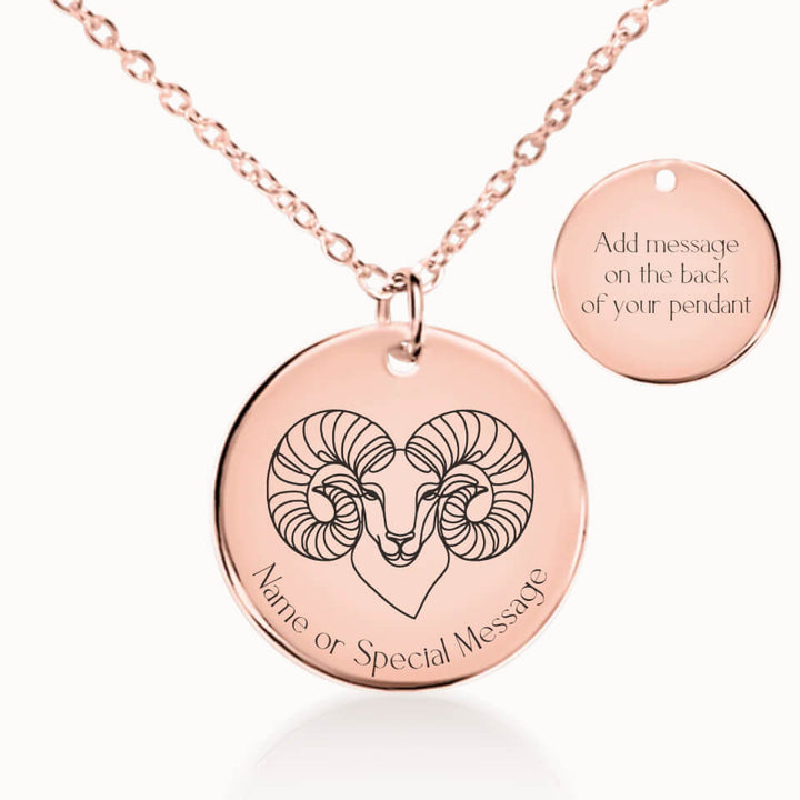 Classic Aries Zodiac Necklace in Rose Gold, Personalized Gift, Designed With Meaning