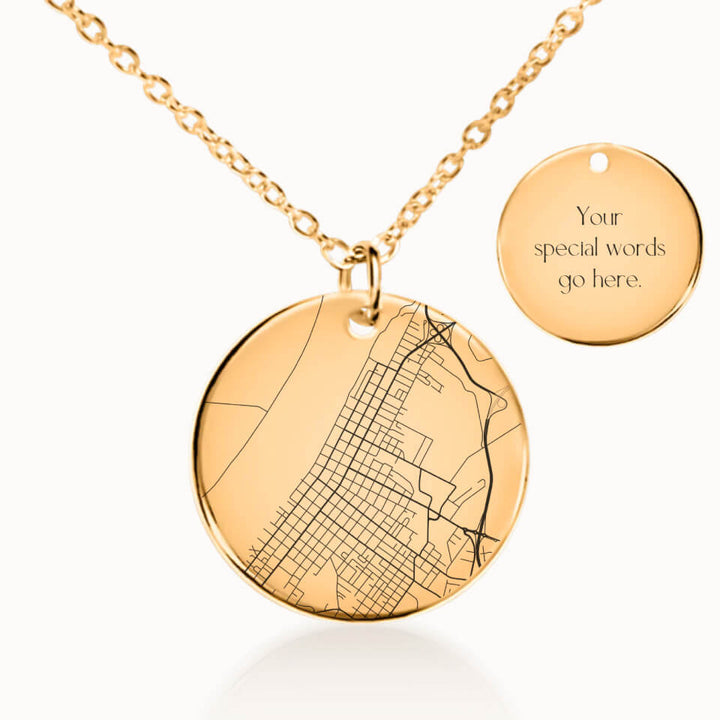 Classic City Street Map Necklace in Gold, Personalized Gift, Designed With Meaning