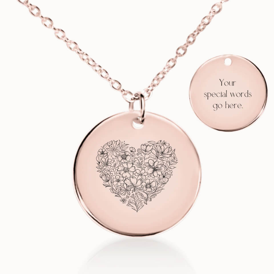 Classic Heart Necklace in Rose Gold, Personalized Gift for Her, Designed With Meaning