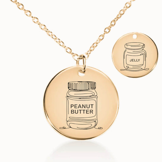 Classic Peanut Butter and Jelly Necklace in Gold, Personalized Gift, Designed With Meaning