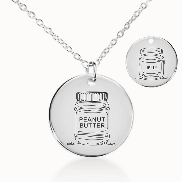 Classic Peanut Butter and Jelly Necklace in Silver, Personalized Gift, Designed With Meaning