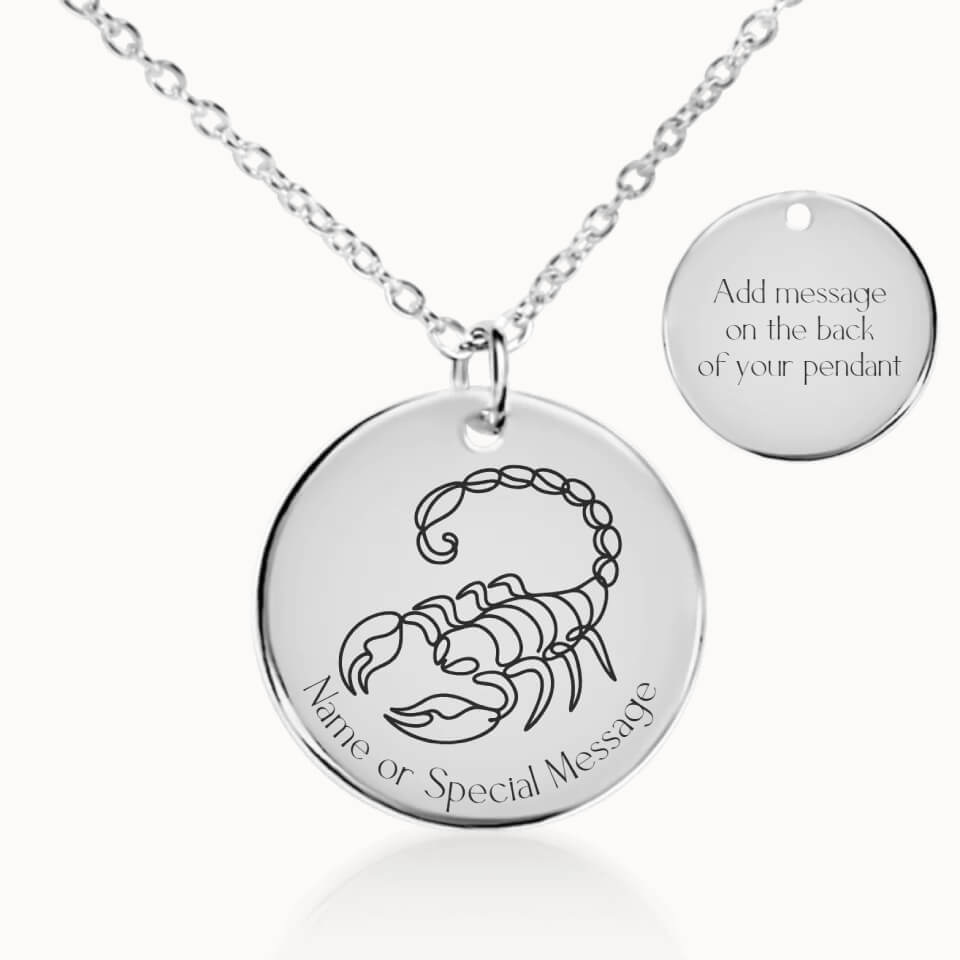 Classic Scorpio Zodiac Necklace in Silver, Personalized Gift, Designed With Meaning