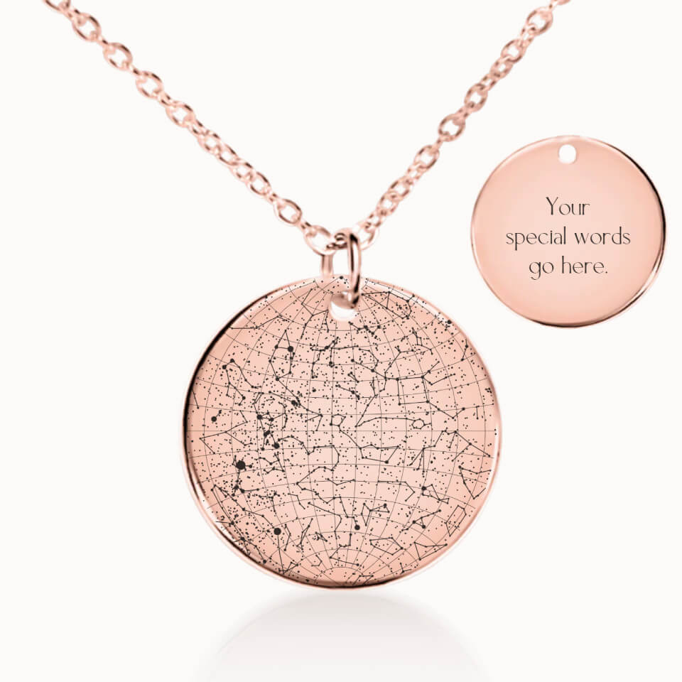 Classic Star Map Necklace in Rose Gold, Personalized Gift, Designed With Meaning