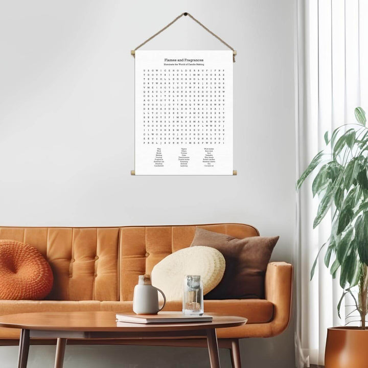 Custom Candle Making Word Search Art Print, Styled#color-finish_hanging-canvas