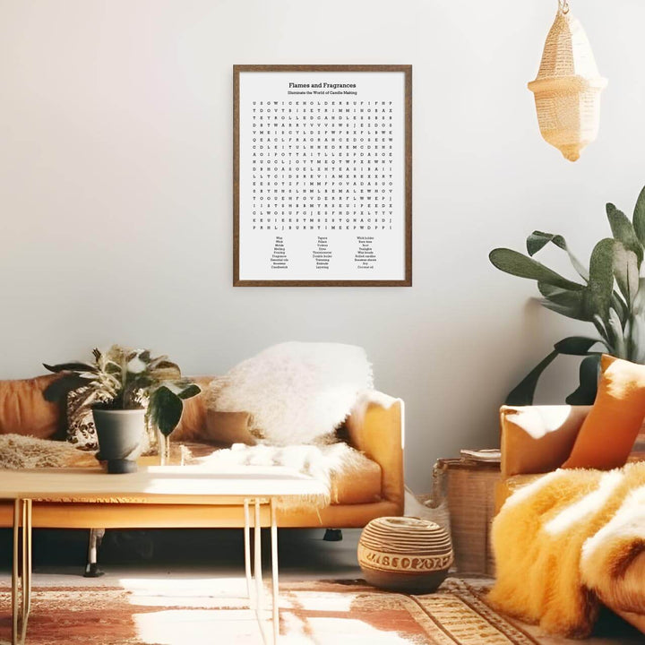 Custom Candle Making Word Search Art Print, Styled#color-finish_walnut-thin-frame