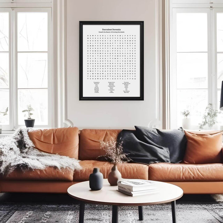 Custom Succulent Word Search Art Print, Styled#color-finish_black-beveled-frame