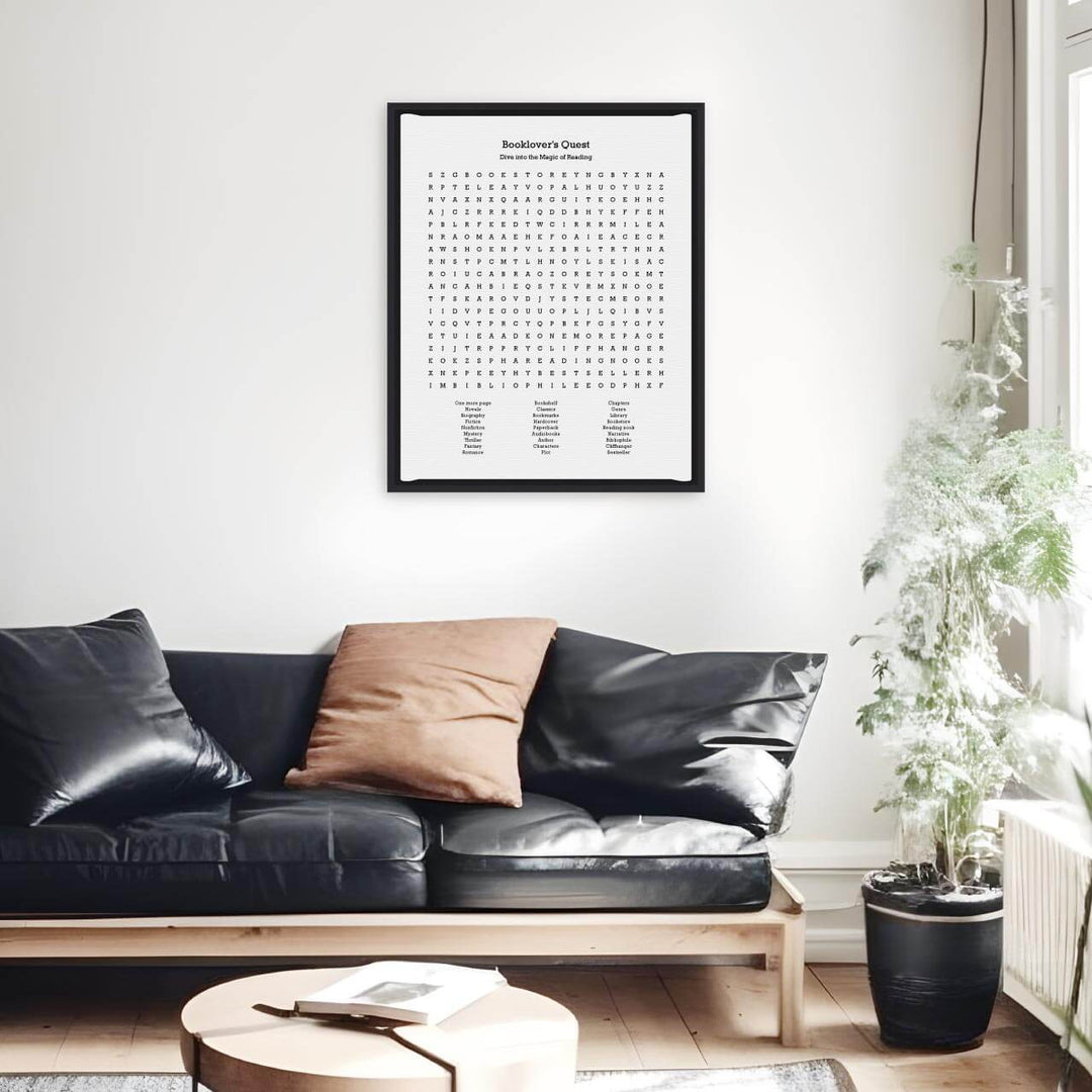 Custom Book Worm Word Search Art Print, Styled#color-finish_black-floater-frame