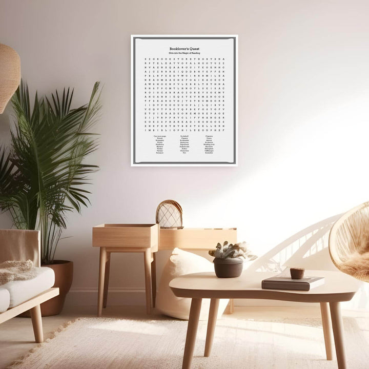 Custom Book Worm Word Search Art Print, Styled#color-finish_white-floater-frame