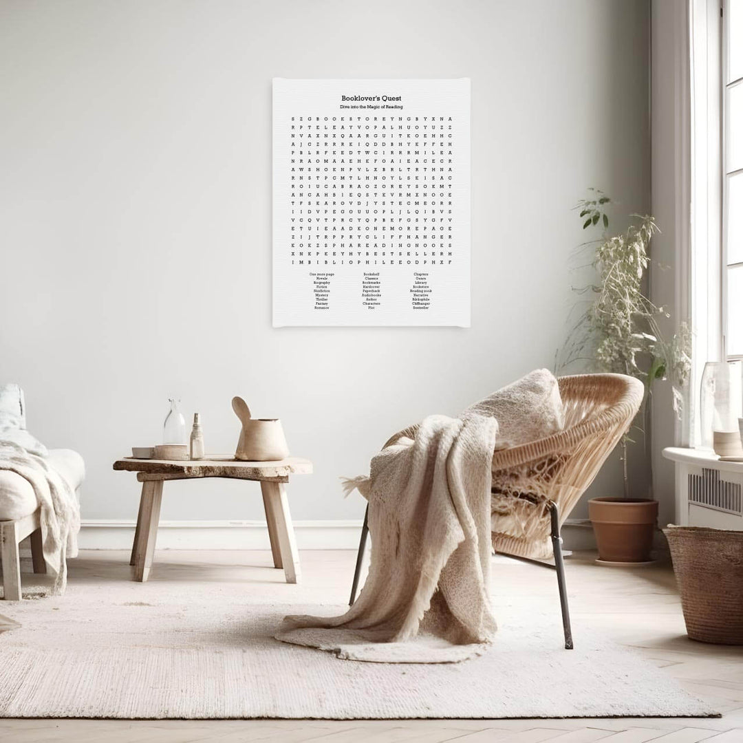 Custom Book Worm Word Search Art Print, Styled#color-finish_wrapped-canvas