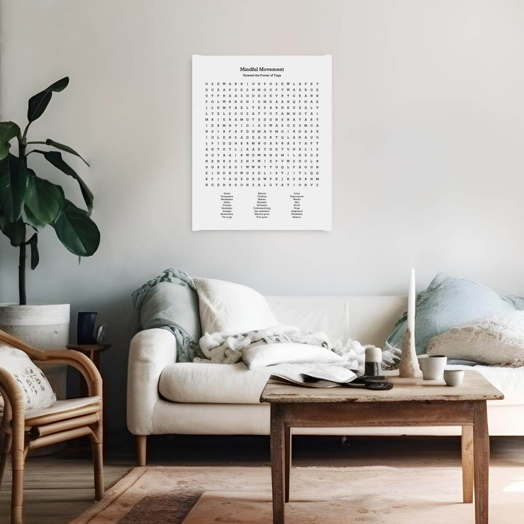 Custom Yoga Word Search Art Print, Styled#color-finish_wrapped-canvas