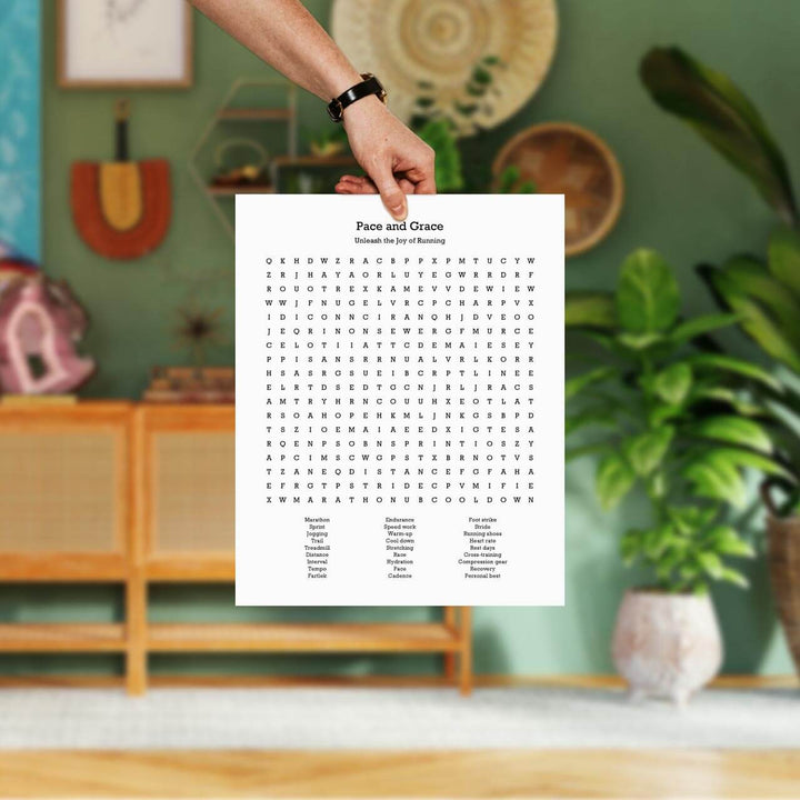Custom Running Word Search Art Print, Styled#color-finish_unframed