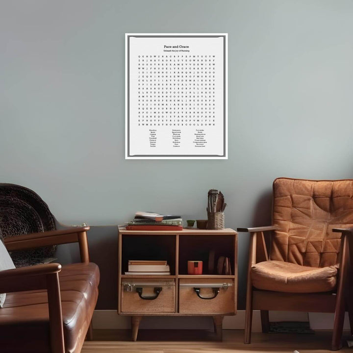 Custom Running Word Search Art Print, Styled#color-finish_white-floater-frame