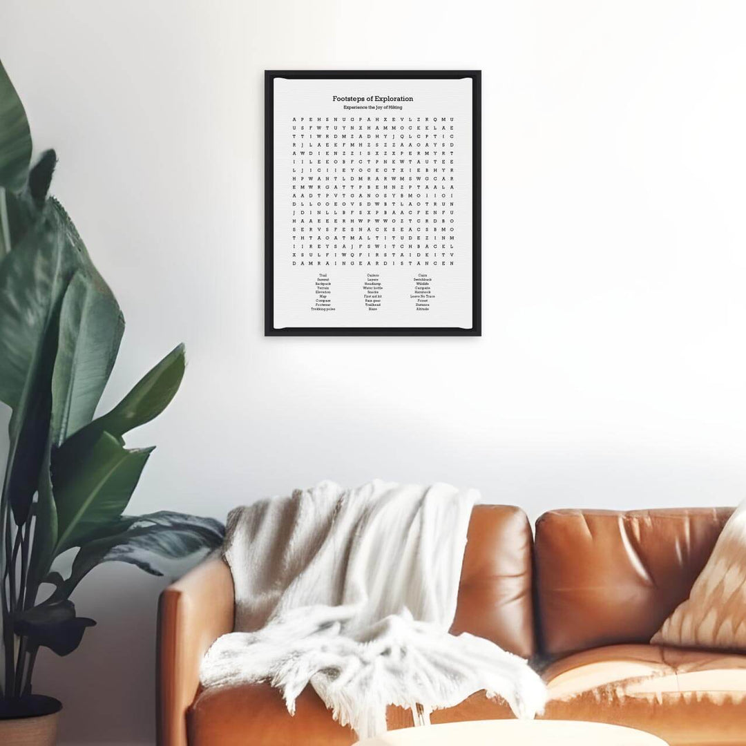Custom Hiking Word Search Art Print, Styled#color-finish_black-floater-frame