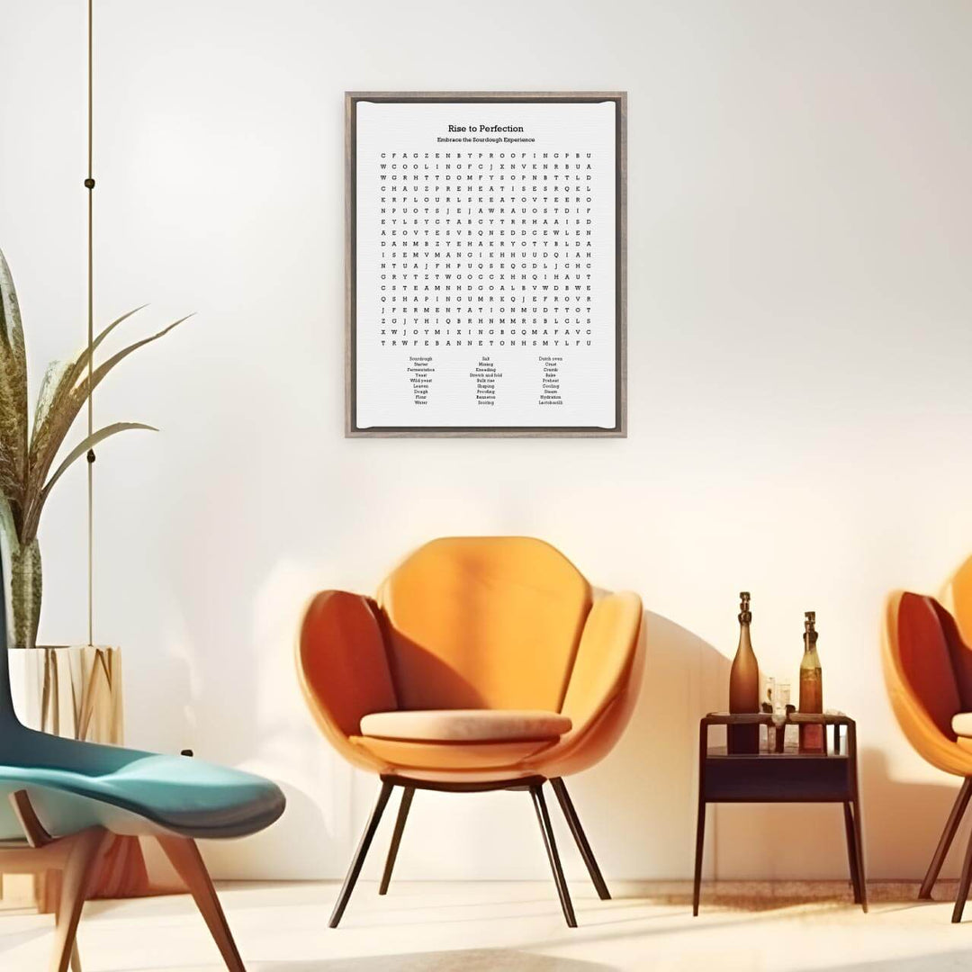 Custom Sourdough Bread Word Search Art Print, Styled#color-finish_gray-floater-frame