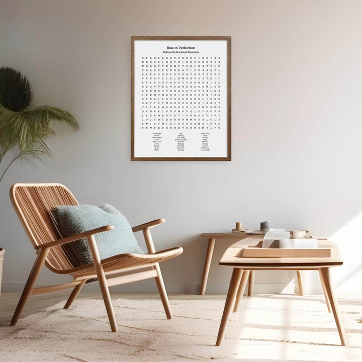 Custom Sourdough Bread Word Search Art Print, Styled#color-finish_walnut-thin-frame
