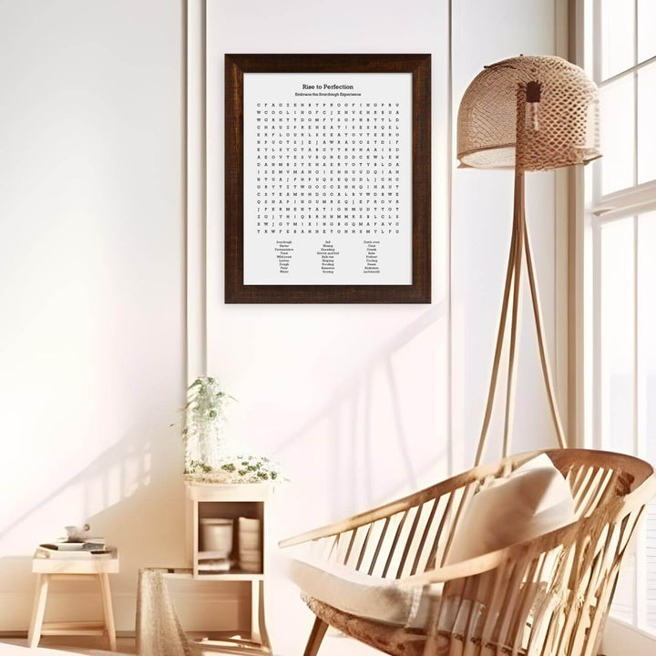 Custom Sourdough Bread Word Search Art Print, Styled#color-finish_espresso-wide-frame