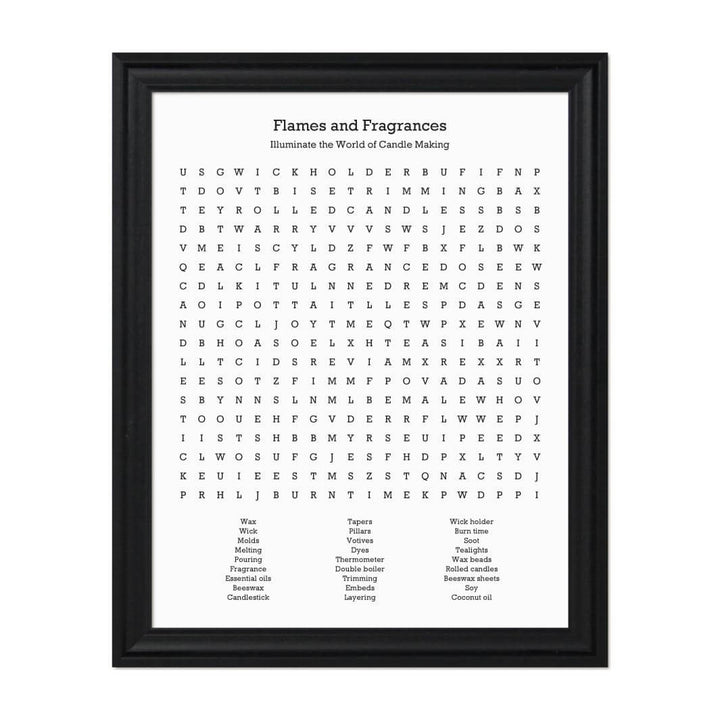Custom Candle Making Word Search Art Print#color-finish_black-beveled-frame