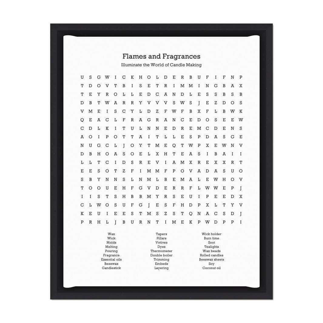 Custom Candle Making Word Search Art Print#color-finish_black-floater-frame