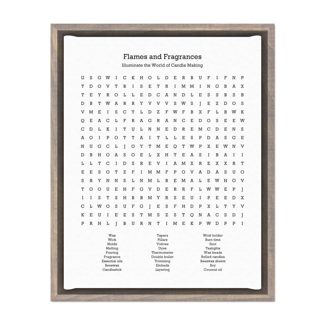Custom Candle Making Word Search Art Print#color-finish_gray-floater-frame