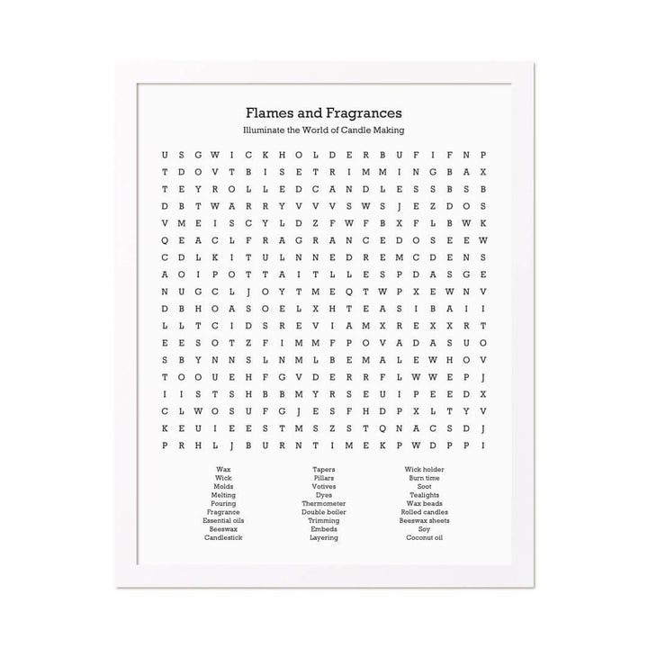 Custom Candle Making Word Search Art Print#color-finish_white-thin-frame