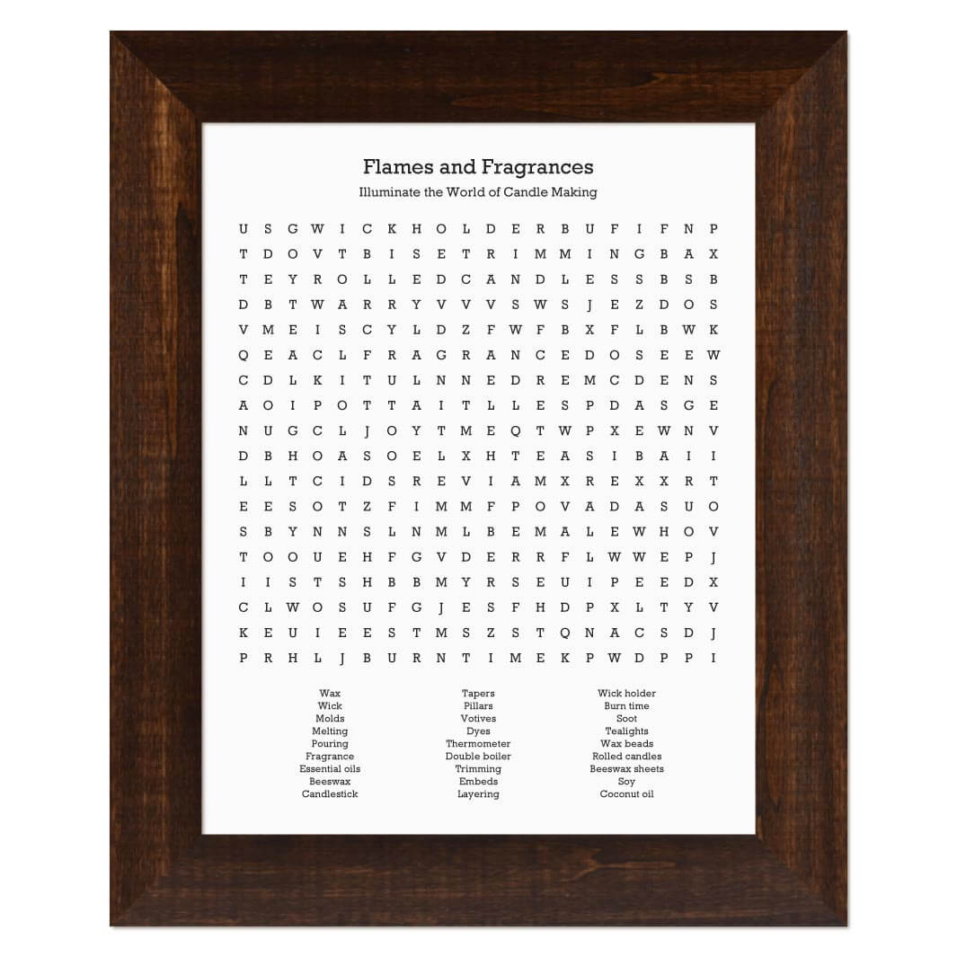 Custom Candle Making Word Search Art Print#color-finish_espresso-wide-frame