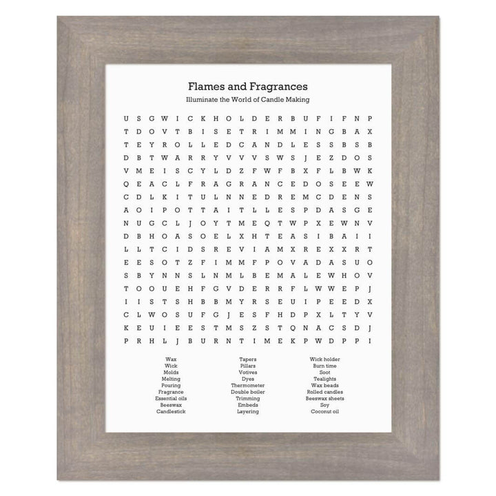 Custom Candle Making Word Search Art Print#color-finish_gray-wide-frame