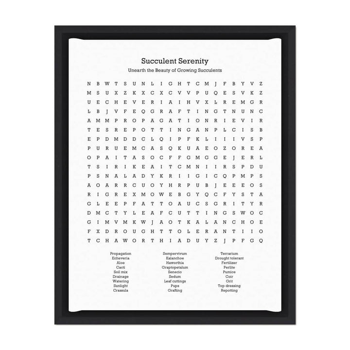 Custom Succulent Word Search Art Print#color-finish_black-floater-frame