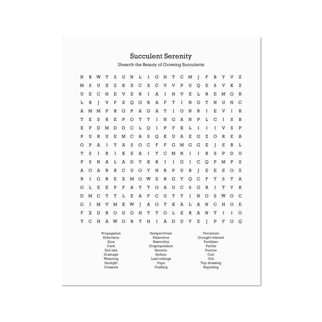 Custom Succulent Word Search Art Print#color-finish_unframed