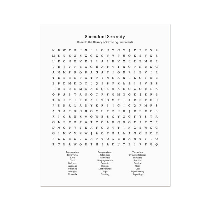 Custom Succulent Word Search Art Print#color-finish_unframed