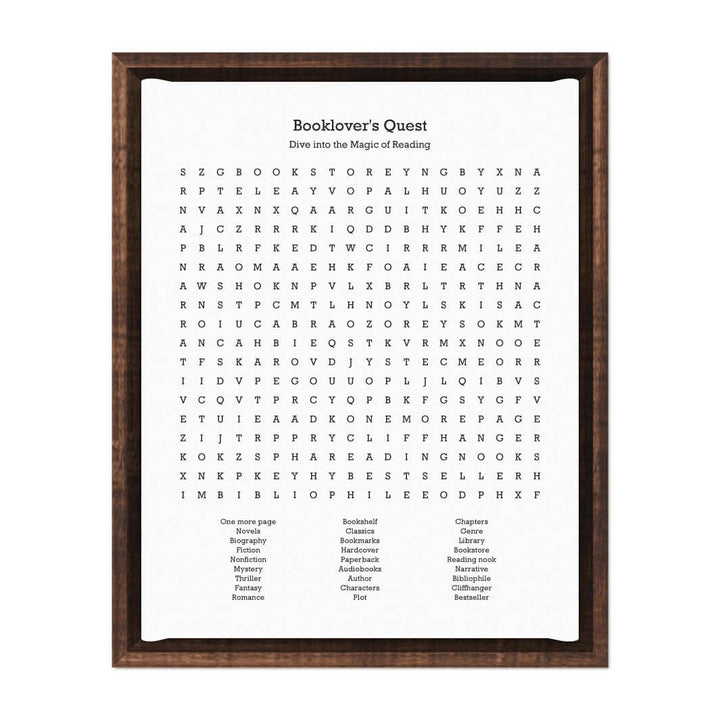 Custom Book Worm Word Search Art Print#color-finish_espresso-floater-frame